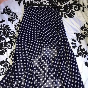 Navy Blue High Low Skirt